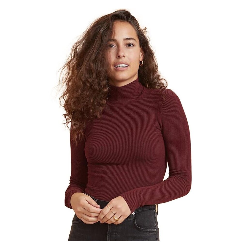 Marine Layer X‎ Lost + Found Cabernet Ribbed Knit Turtleneck Sweater Large women